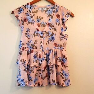 Light Pink Floral Sheer Blouse